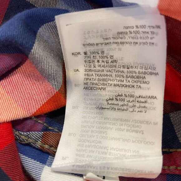 G-Star Raw Men’s Red Blue Plaid Button-Up Shirt Epaulets Size M Streetwear - Picture 12 of 16